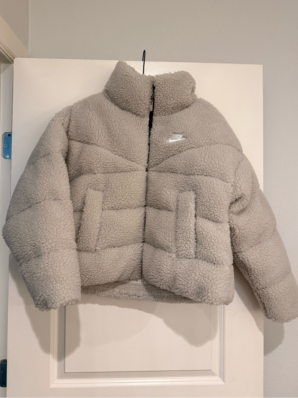 Nike White Sherpa Puffer Jacket